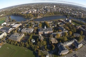 Aerial view of Harvard Business School campus.