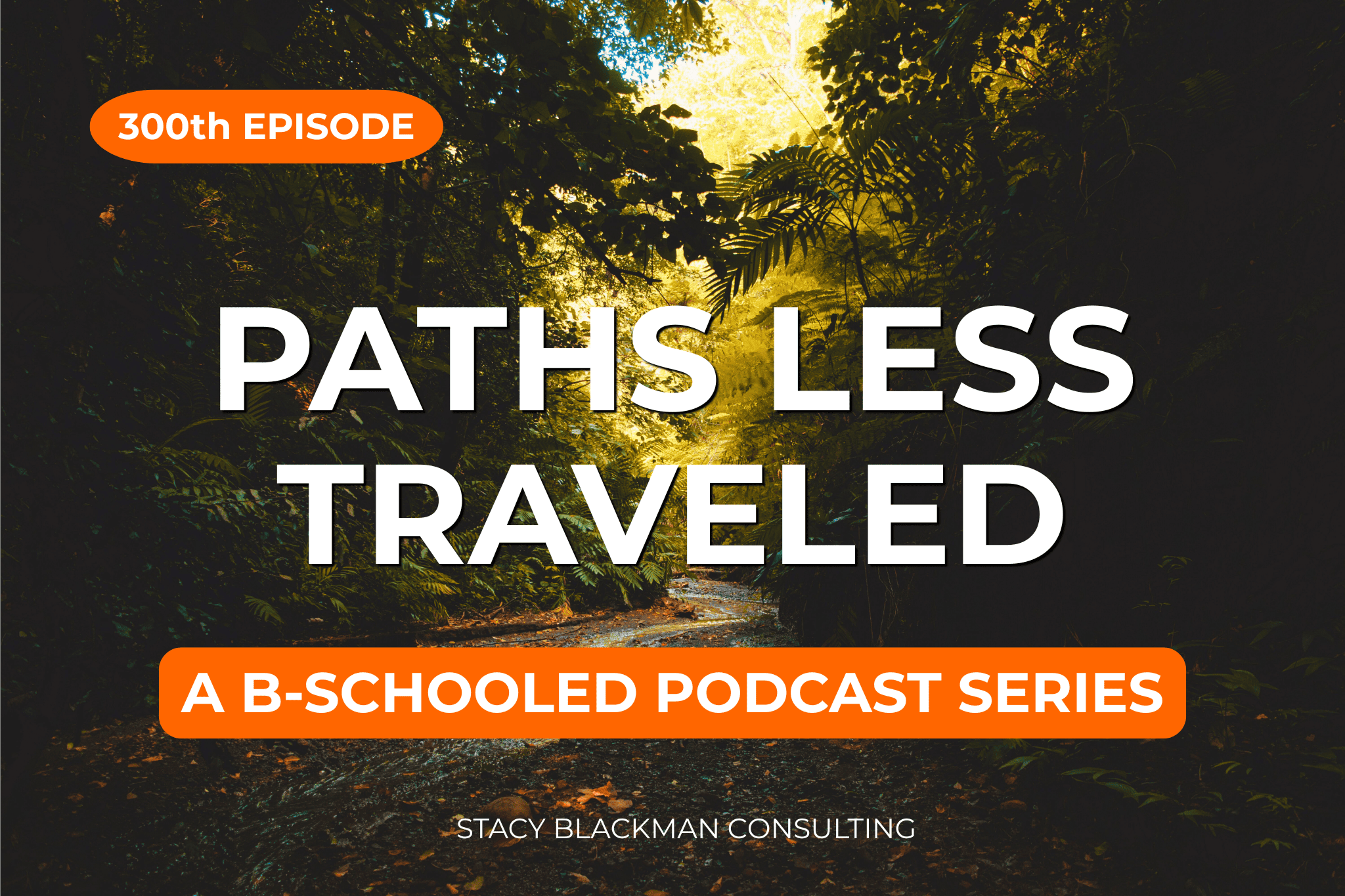 Paths Less Traveled, a B-Schooled podcast series by Stacy Blackman Consulting, with a 300th episode badge